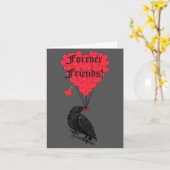 永久に友人のゴシック様式カラスおよびハート カード (黄色い花)