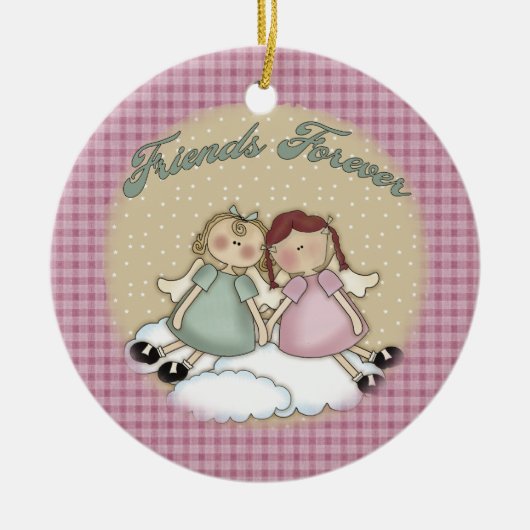 永久に友人の天使のクリスマスのオーナメント セラミックオーナメント (正面)
