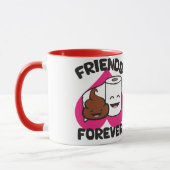 永久に友人-ウンチおよびトイレットペーパーロール マグカップ (左)