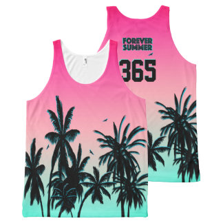 永久に夏365のピンクのフラミンゴの氷のシャーベット オールオーバープリントタンクトップ