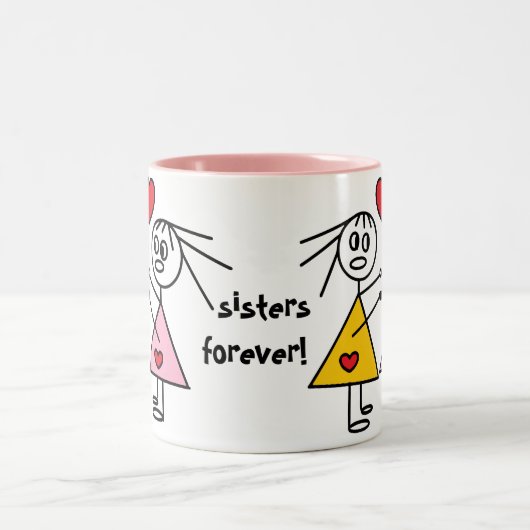 永久に姉妹の愛らしい棒の姿の姉妹のマグ ツートーンマグカップ (中央)