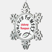 永久に家族のキリスト教の採用のギフト スノーフレークピューターオーナメント (右)