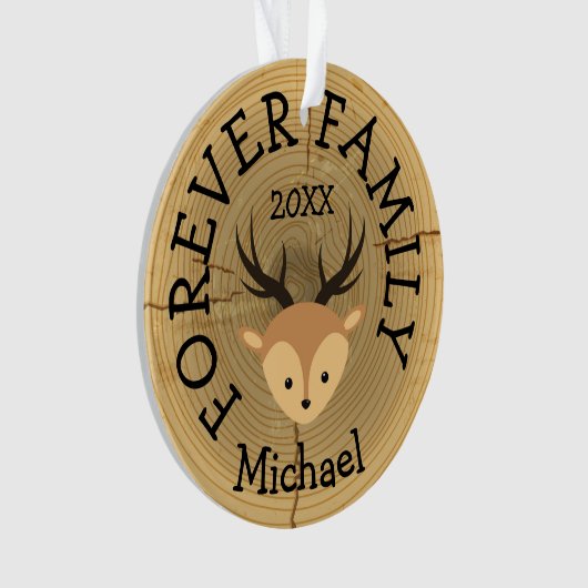 永久に家族の森林シカの採用のギフト オーナメント (正面)