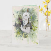 永久に平和挨拶状 カード (黄色い花)