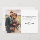 永久に感謝した金ゴールドの書道の写真の結婚式 サンキューカード (裏面)