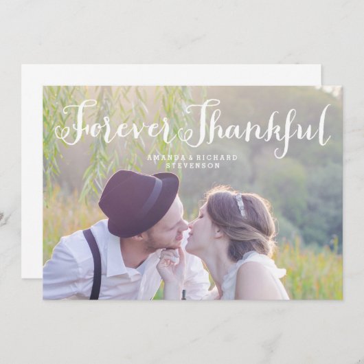 永久に感謝している原稿%PIPE%の結婚の写真カード サンキューカード (正面/裏面)