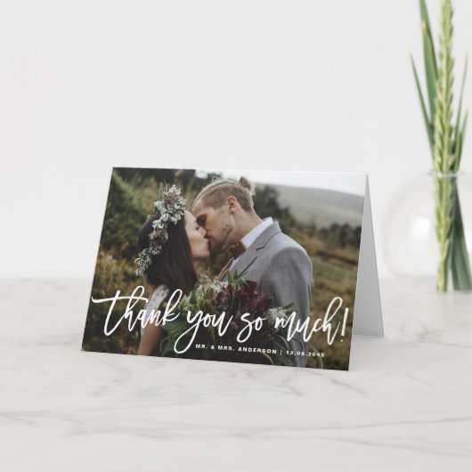 永久に感謝している手によって文字を入れられる結婚式は感謝していしています サンキューカード (正面)