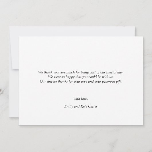 永久に感謝している白い結婚式は写真感謝していしています カード (裏面)