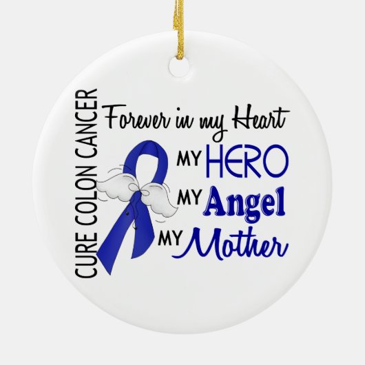 永久に私のハートの母結腸癌で セラミックオーナメント (裏面)
