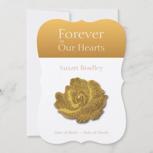 永久に私達のハート1つの葬儀の発表はに上がりました 招待状 (正面)