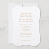 永久に私達のハート1つの葬儀の発表はに上がりました 招待状 (裏面)