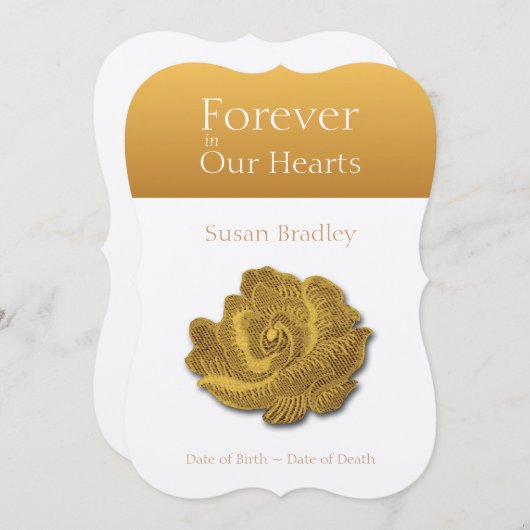 永久に私達のハート1つの葬儀の発表はに上がりました 招待状 (正面/裏面)