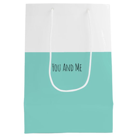 永久に花嫁Coのティール(緑がかった色)の青あなた及び私結婚式の続き ミディアムペーパーバッグ (裏面)