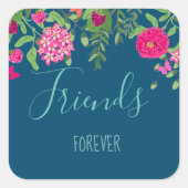 永久に蝶友人が付いている花の庭 スクエアシール (正面)