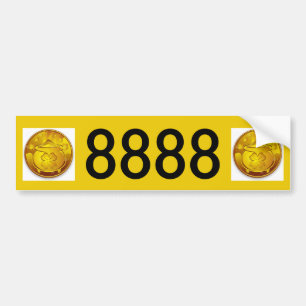 永久に8888のお金のナンバープレート バンパーステッカー