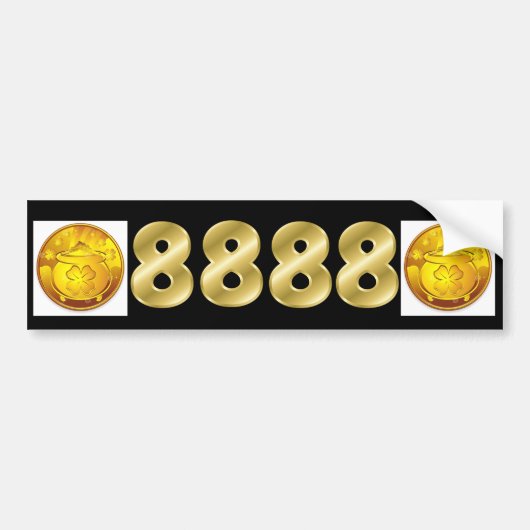永久に8888のお金のナンバープレート バンパーステッカー (正面)