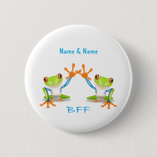 永久にBFFの親友のカエル2インチボタンPin 缶バッジ (正面)