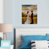 永久エレガントデザインオーバーレイ結婚の写真金ゴールド 箔ポスター (インサイチュ (寝室))