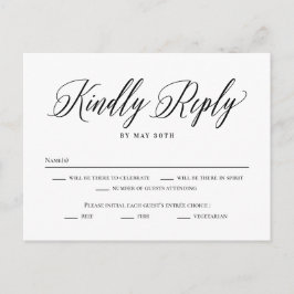 永久クラシック編集可能カラーRSVP返信カード ポストカード