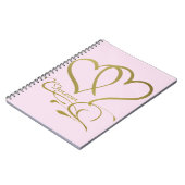 永久ハート金ゴールド編集可能背景色 ノートブック (左側)