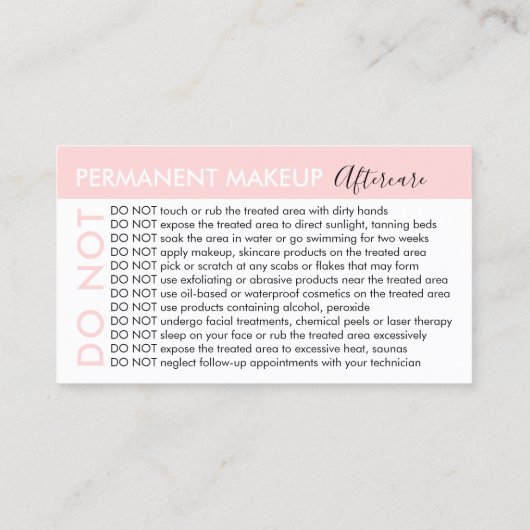永久メイクのアドバイス・アフターケアを避ける 名刺 (裏面)