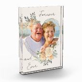 永久金ゴールドフレームフローラハート型 フォトブロック (左)