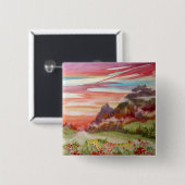 "永劫の島: 日没山の"正方形ボタンPin 缶バッジ (正面&裏面)