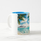 "永劫の島: 朝の海岸の"マグ11のoz. ツートーンマグカップ (正面左)