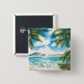 "永劫の島: 朝の海岸"ボタンPin 缶バッジ (正面&裏面)