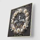 永恒のペーパーリースで記念日をお祝い スクエア壁時計 (傾斜)