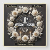 永恒の紙の花輪（アニバーサリー） スクエア壁時計 (正面)