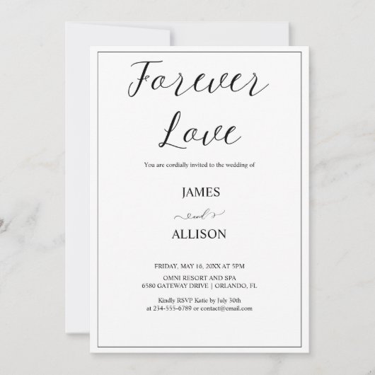 永恒之爱 欢乐 祝福 高雅 简约 简单 招待状 (正面)