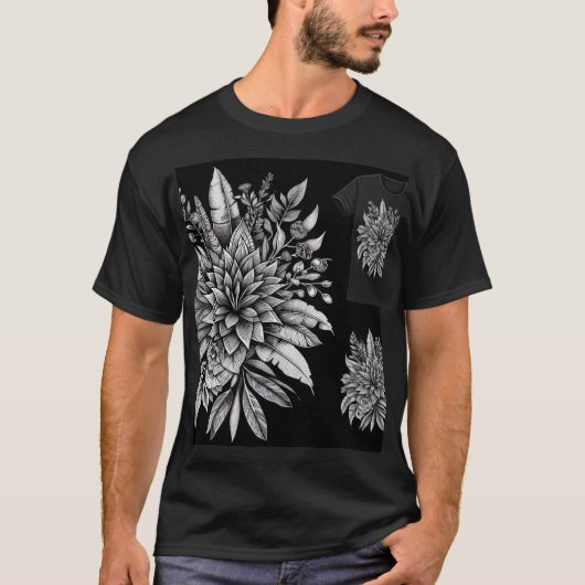永続的なエレガンス：ティーズの植物性美しい Tシャツ (正面)