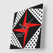 永続的な動き（赤/黒） スクエア壁時計 (傾斜)