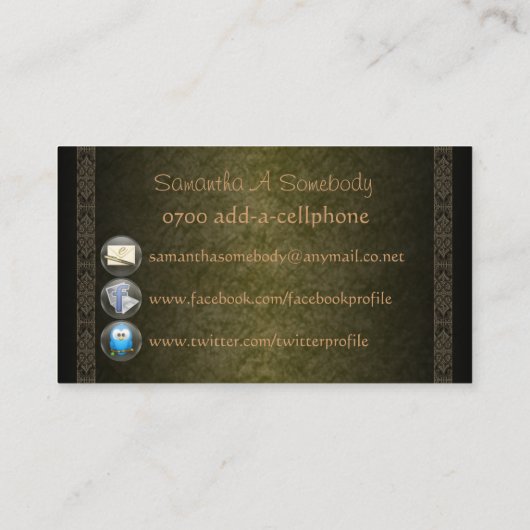 永続的な石造りの円のプロフィールカード 名刺 (裏面)