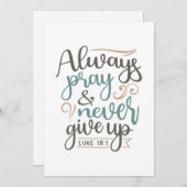 永続的な祈りの言葉 – ルカ18:1キリスト教のデザイン サンキューカード (正面/裏面)