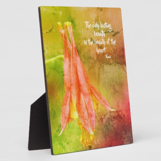 永続的な美しいオダマキ（植物）感動的ルミ引用文 フォトプラーク (側面)