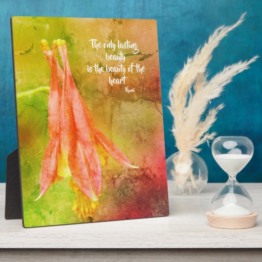 永続的な美しいオダマキ(植物)感動的ルミ引用文 フォトプラーク (側面)