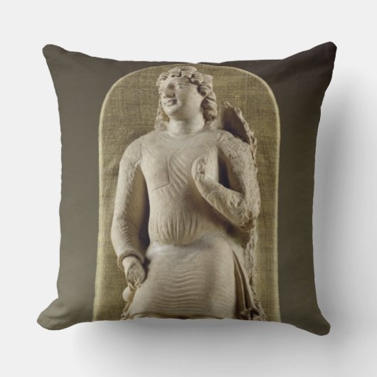 永続的な青年かMaitreya、Gandhara (スタッコ) クッション (正面)