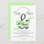 永遠で常に緑のリボンバナー結婚の 招待状 (正面/裏面)