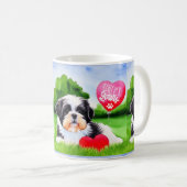 永遠にあなたのシーズー(犬)Tzu水色 コーヒーマグカップ (正面右)