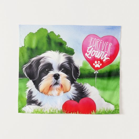 永遠にあなたのシーズー(犬)Tzu水色 タペストリー (正面(横))