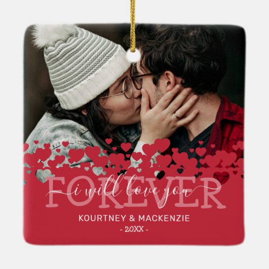 永遠にあなたを愛する写真クリスマス セラミックオーナメント (裏面)