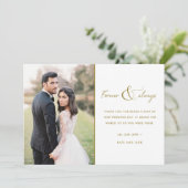 永遠にいつも金ゴールド結婚の写真ありがとう 招待状 (スタンド正面)