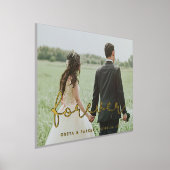 永遠にお洒落可愛い結婚写真金ゴールド 箔ポスター (レイダウン)