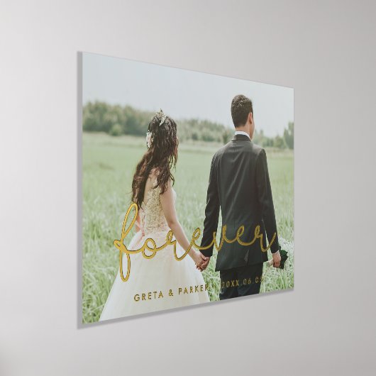 永遠にお洒落可愛い結婚写真金ゴールド 箔ポスター (レイダウン)
