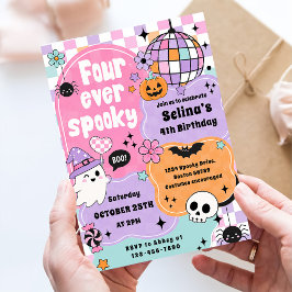 永遠にかわいいハロウィンの幽霊の4歳の誕生日 招待状