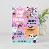 永遠にかわいいハロウィンの幽霊の4歳の誕生日 招待状 (スタンド正面)