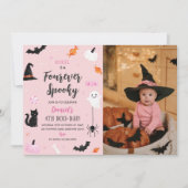 永遠にかわいいハロウィン4歳の誕生日写真 招待状 (正面)