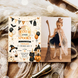 永遠にかわいいハロウィン4歳の誕生日写真 招待状